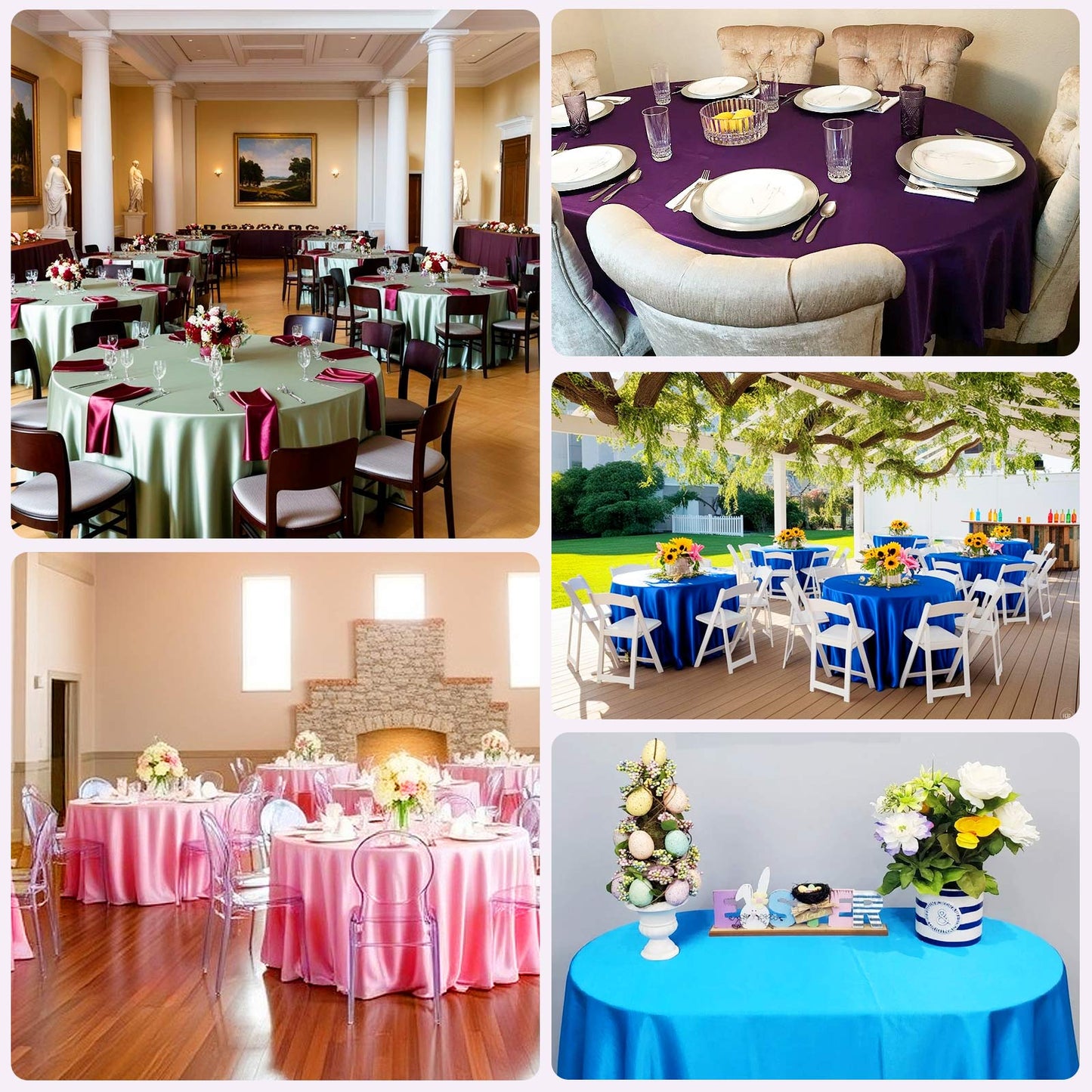 Lamour Satin 108" Round Tablecloth Royal Blue - Durable & Silk-Like Table Cover