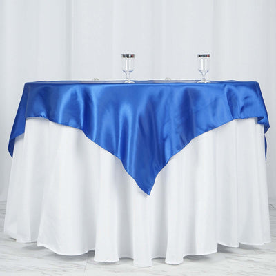 Satin 60"x60" Table Overlay Square Tablecloth Royal Blue - Smooth Silky Touch Table Cover
