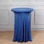 Spandex 30" Round Cocktail Table Cover Skirt Royal Blue With Natural Wavy Drapes