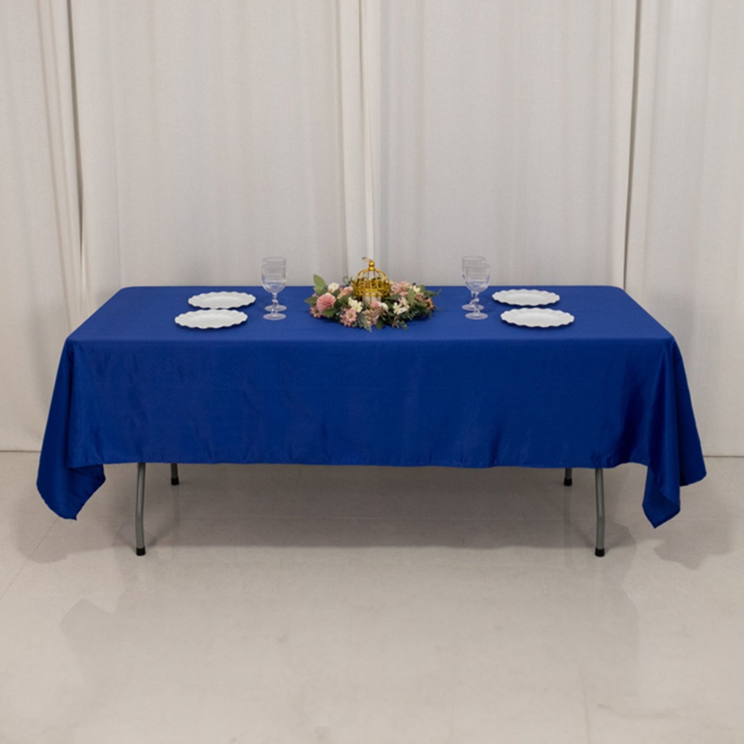 Lamour Satin 60"x102" Rectangle Tablecloth Royal Blue - Durable & Silky Soft Feel Table Cover