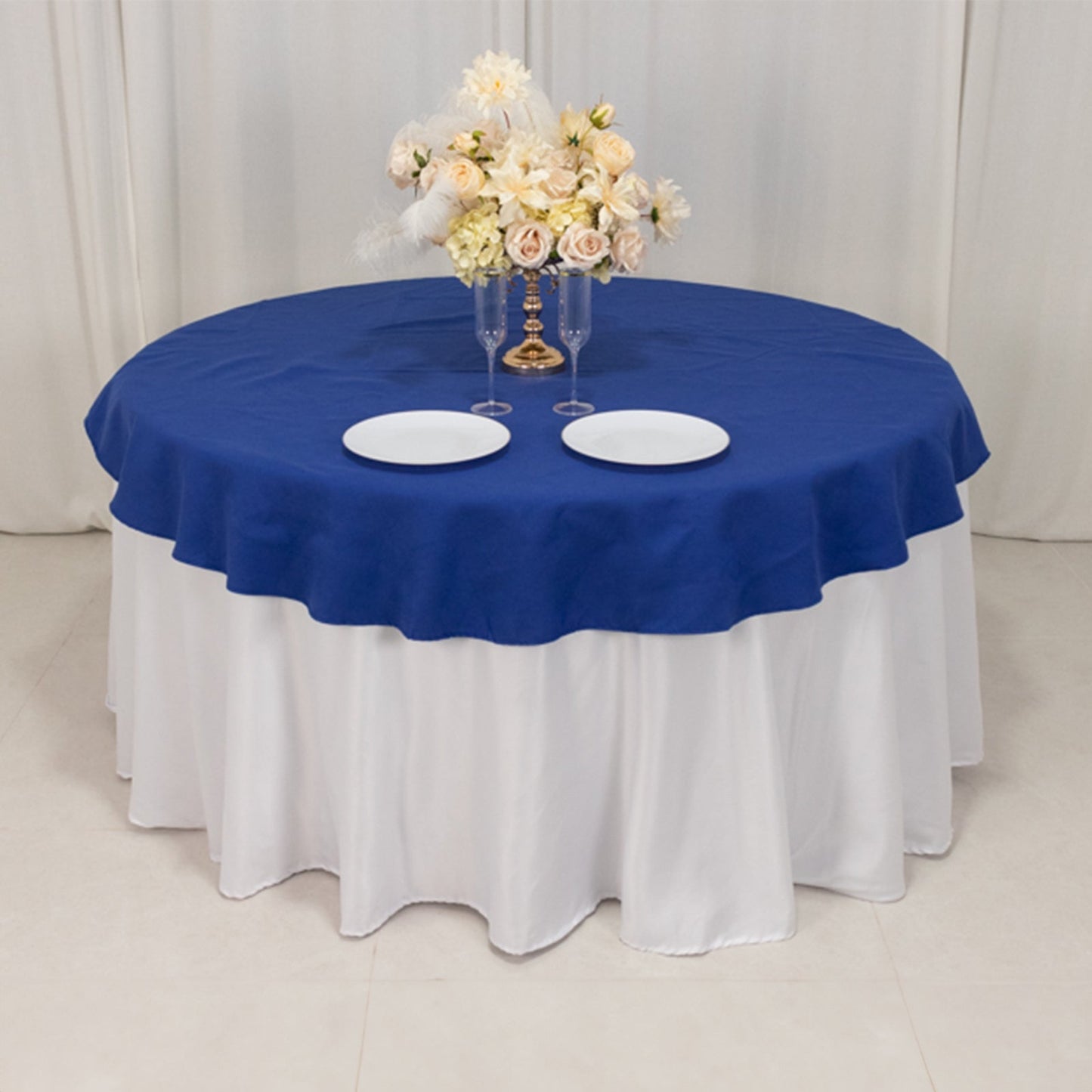 Cotton Blend 70" Round Tablecloth Royal Blue - Wrinkle-Resistant Table Cover