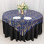 Mesh 72"x72" Table Overlay Square Tablecloth Royal Blue - Wave Embroidered Sequins Table Topper
