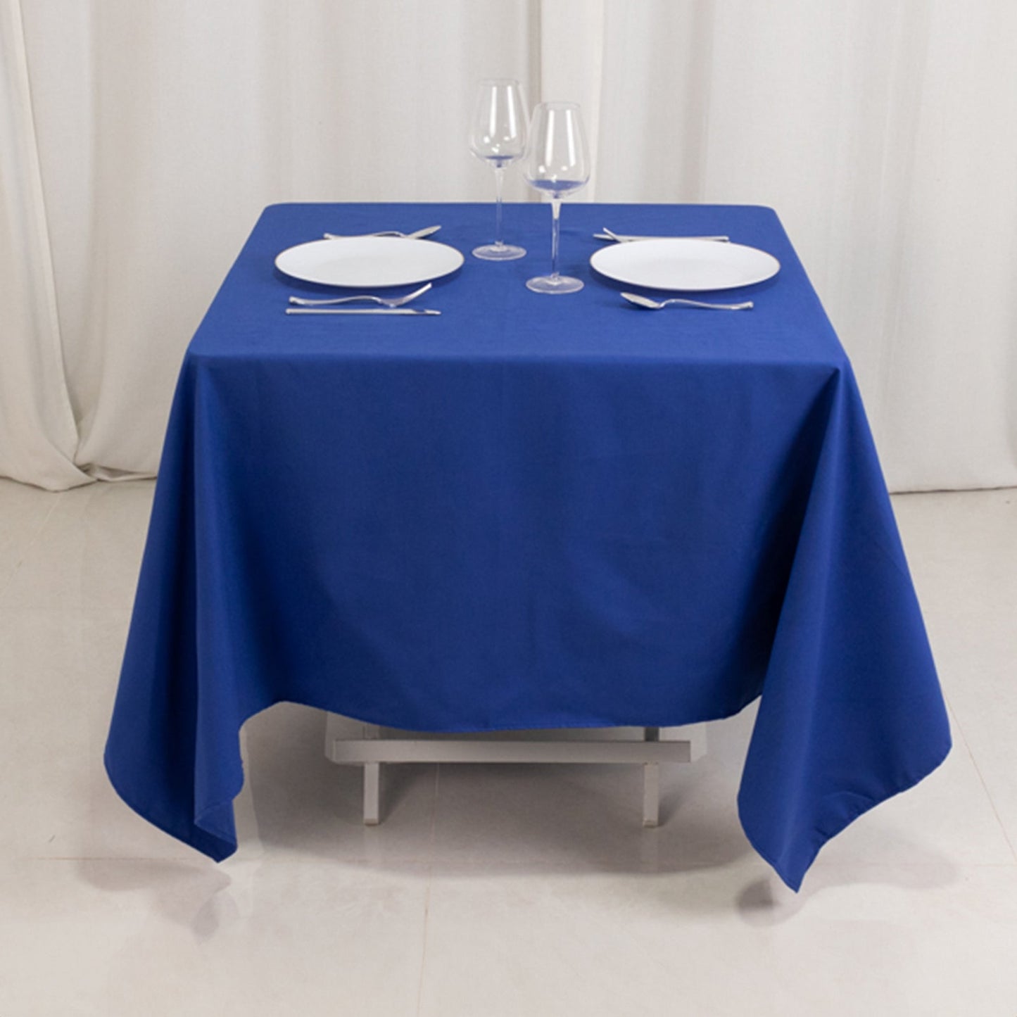 Cotton Blend 70"x70" Square Tablecloth Royal Blue - Wrinkle-Resistant Fabric Table Cover