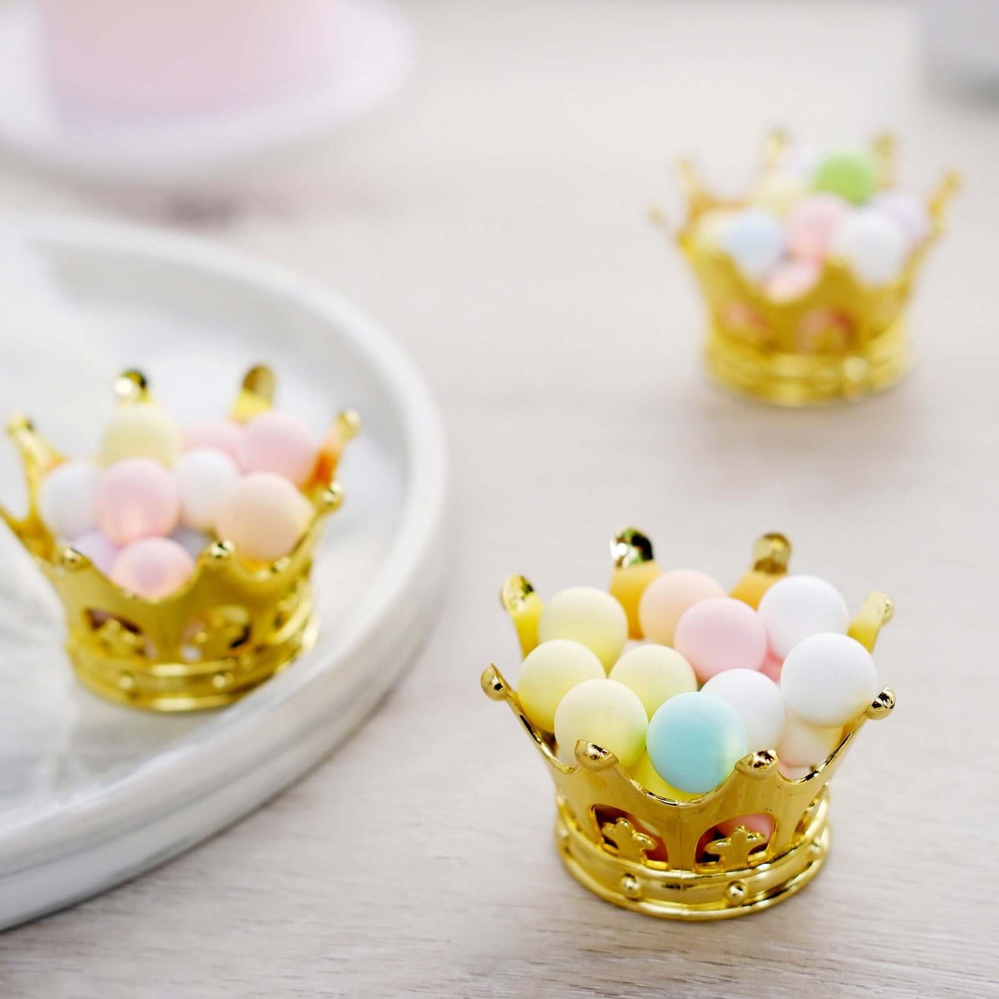 12-Pack Fillable Mini Crown Candy Container Gold - Regal Baby Shower Candy Treat Favor Containers 3"