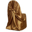 Satin Chair Cover Self-Tie Universal Design Gold - Durable Slip-On Cover for Folding, Dining, Banquet & Standard Chairs