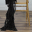 Chiffon Chair Sash with Curly Design Black - Stylish Event Decor for Weddings & Gatherings