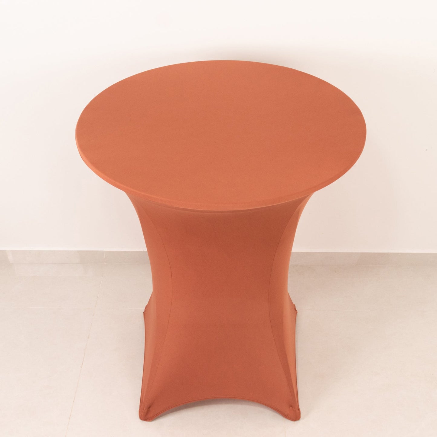 Spandex 36" Round Cocktail Table Cover Terracotta (Rust) - Easy to Maintain Stretch Fitted Highboy Tablecloth