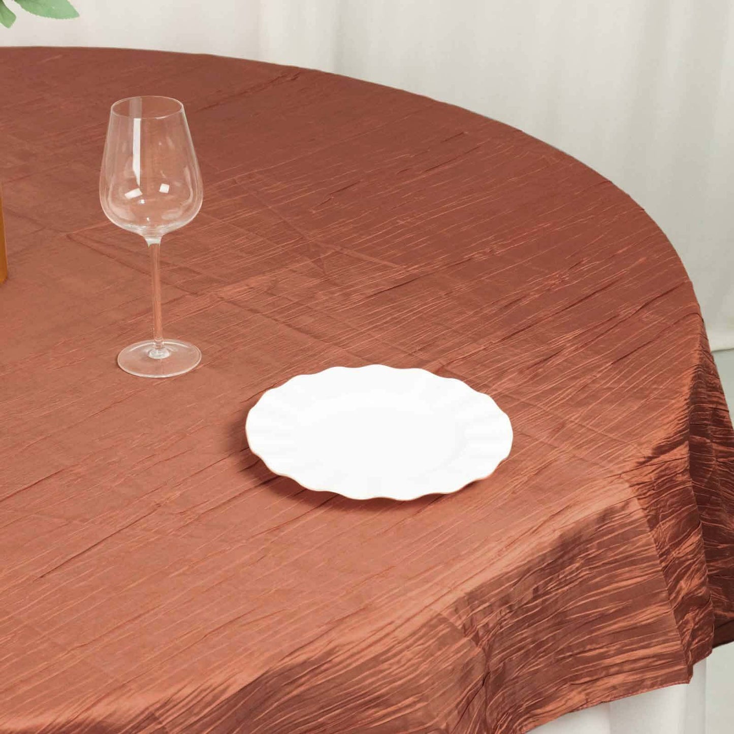 Taffeta 72"x72" Table Overlay Square Tablecloth Terracotta (Rust) - Accordion Crinkle Table Cover