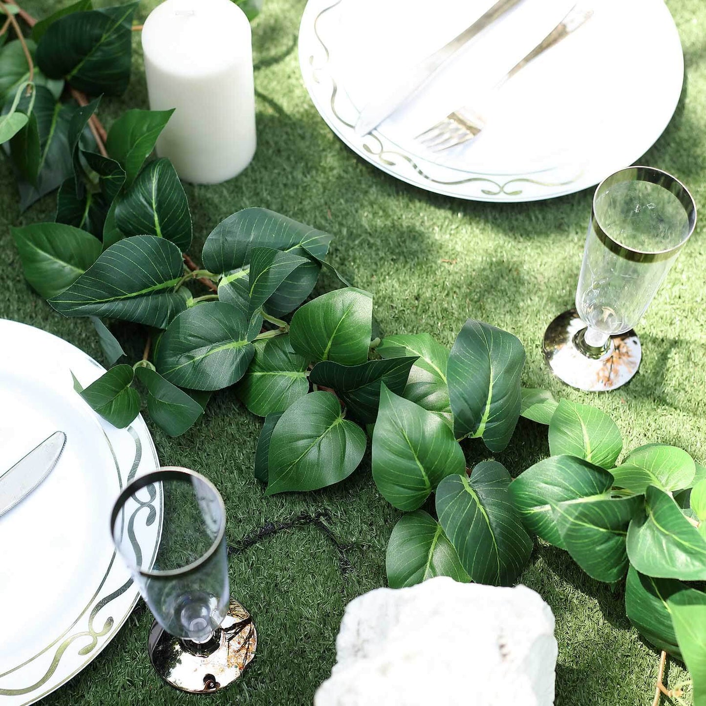 5ft Green Real Touch Artificial Poplar Leaf Garland, Flexible Vine