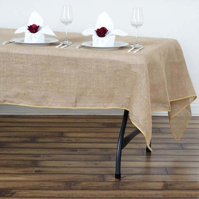 Burlap Jute 60"x102" Rectangle Tablecloth Natural - Rustic Boho Chic Table Linen