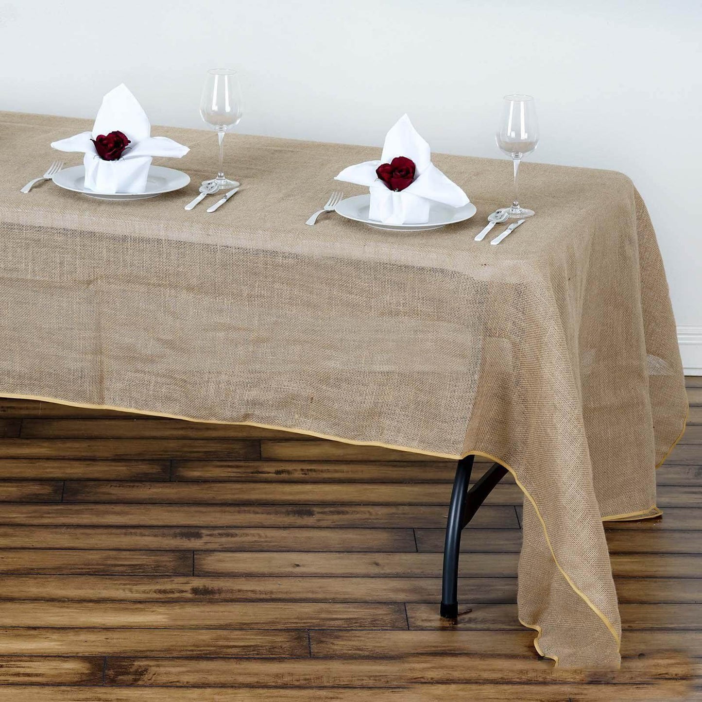 Burlap Jute 60"x126" Rectangle Tablecloth Natural - Rustic Boho Chic Table Linen