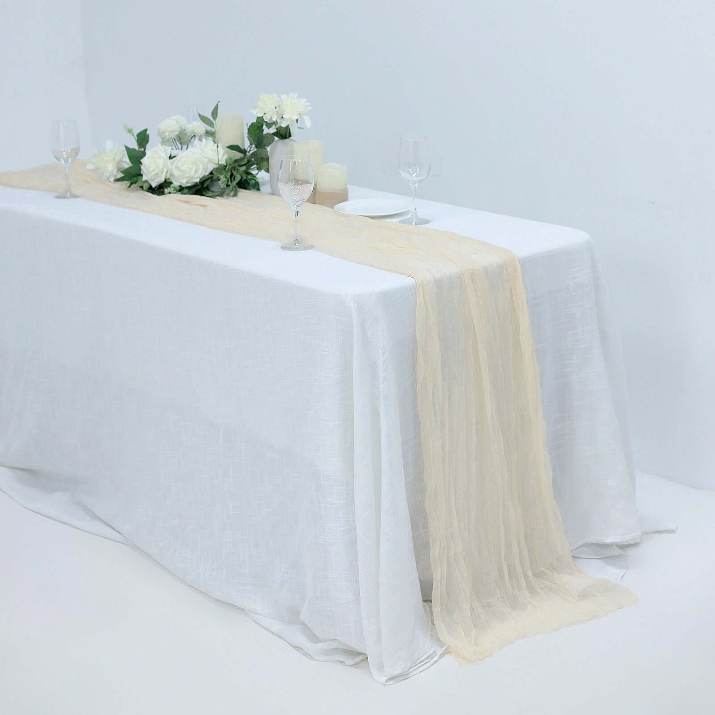 Gauze Cheesecloth 10ft Table Runner Cream - Rustic Boho Style