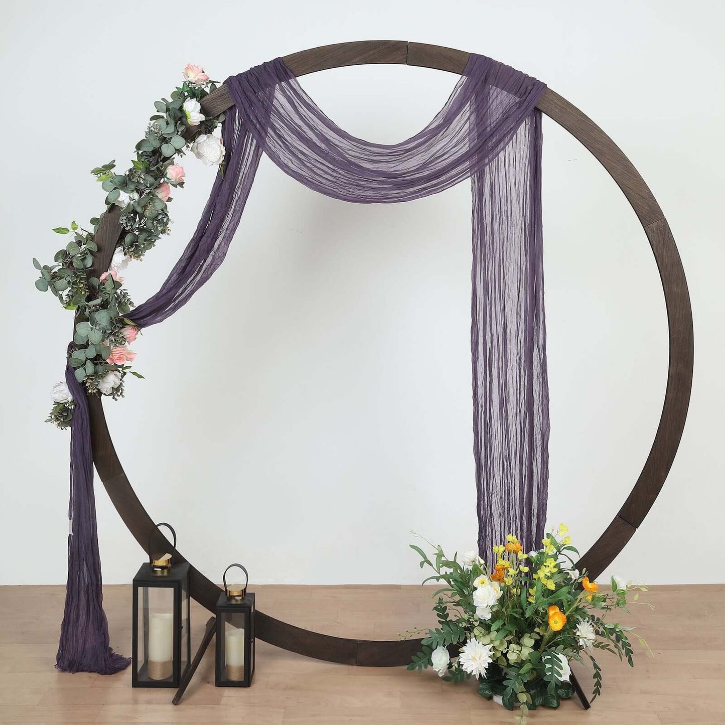 20ft Purple Gauze Cheesecloth Fabric Wedding Arch Drapery, Window Scarf Valance, Boho Decor Arbor Curtain Panel