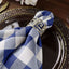 5 Pack Polyester 15"x15" Napkins Navy Blue/White Buffalo Plaid Gingham Style Cloth Napkins
