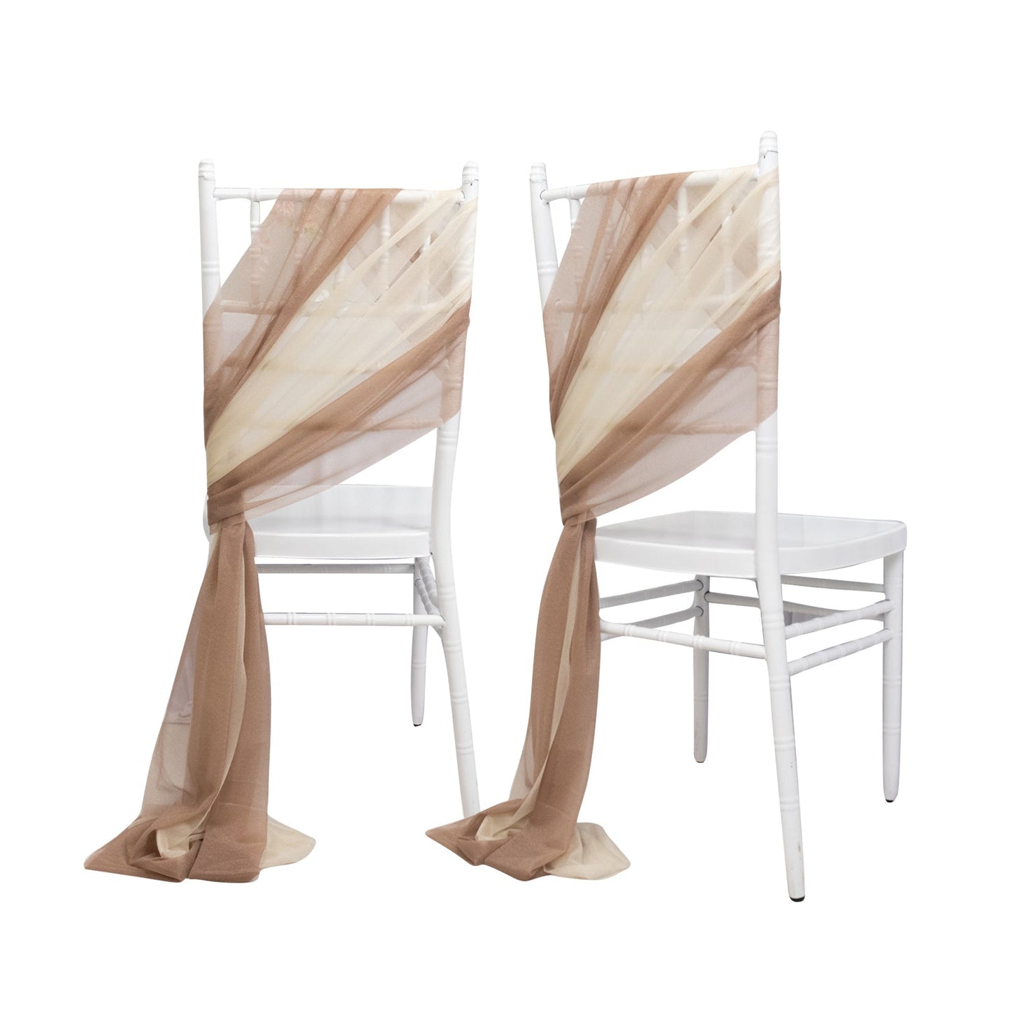 20-Pack Sheer Chair Drape Decor in Taupe and Beige â€“ 9ft Shimmer Sash, Wrinkle-Free