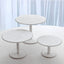 Set of 3 Wooden Pedestal Cake Stands Whitewash with Round Beaded Rim Trays - Stackable Rustic Cupcake Display 8", 10", 12"