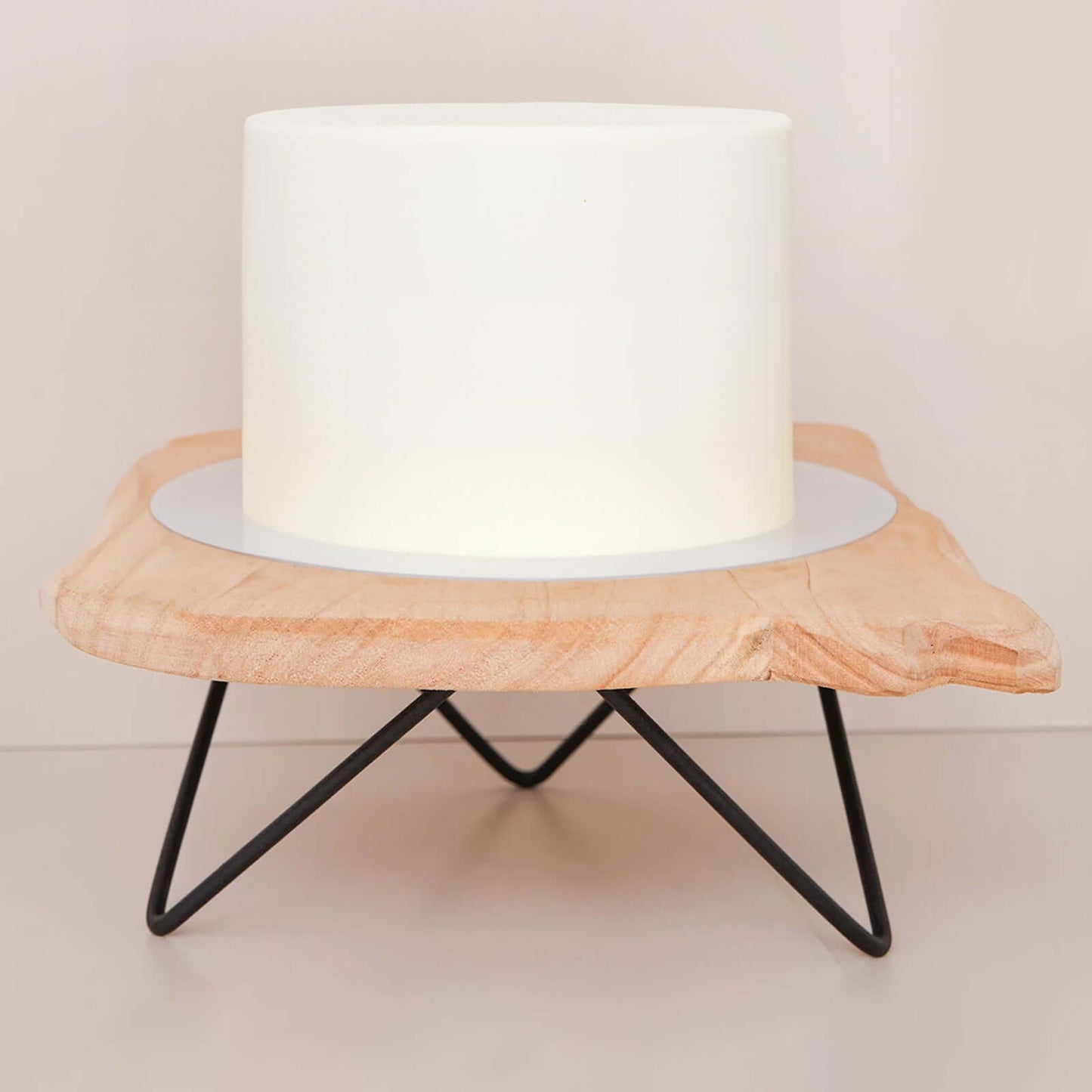 Wooden Cake Cupcake Stand Natural Wood Slice Design - Cheese Board Serving Tray with Hairpin Legs 12" Square