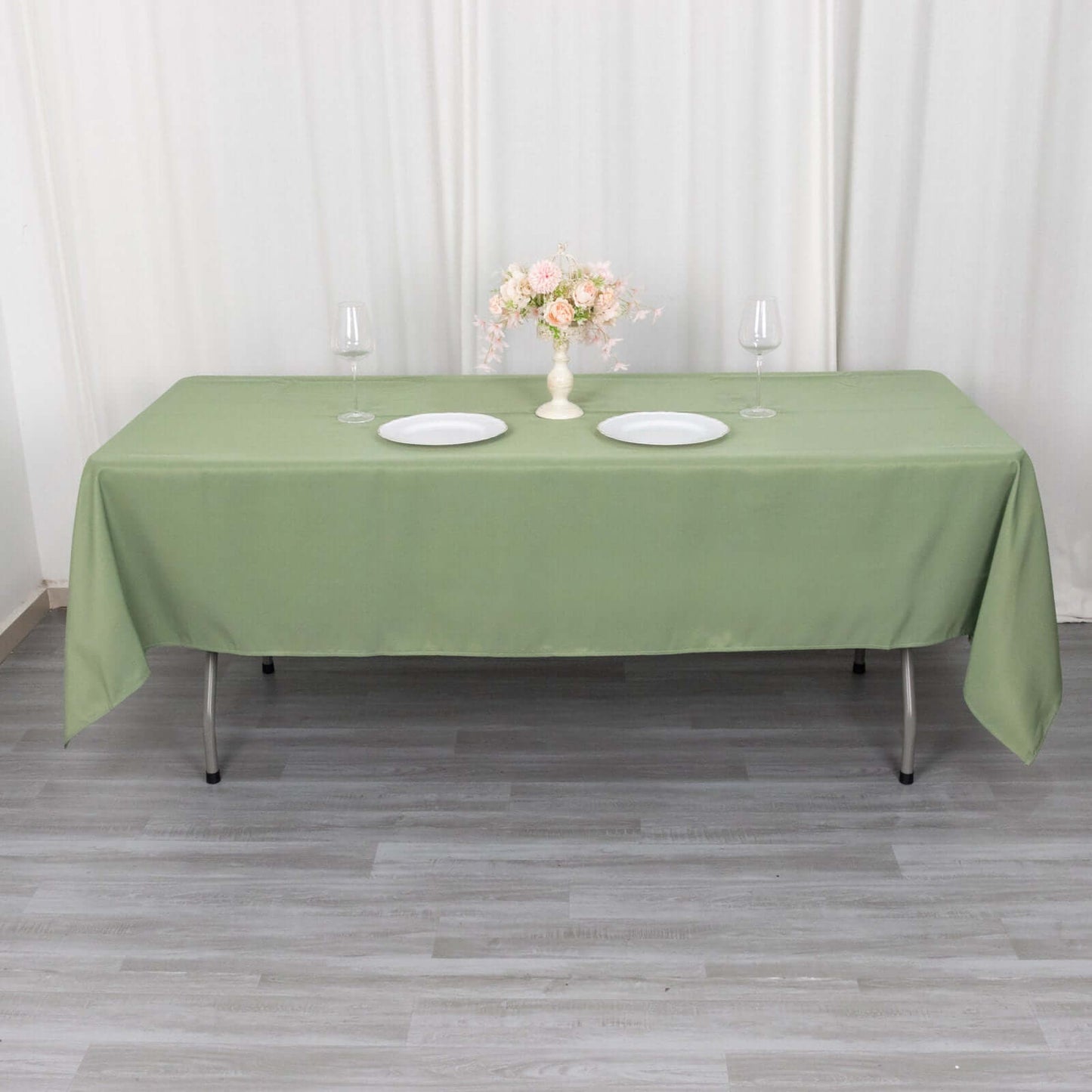 Premium Polyester 60"x102" Rectangle Tablecloth Dusty Sage Green - Durable 220GSM Wrinkle-Resistant Table Cover