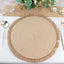 4-Pack Placemats Fringed Edge Design Natural Rustic Burlap Jute Round - Farmhouse Style Table Mats with Trim 15"
