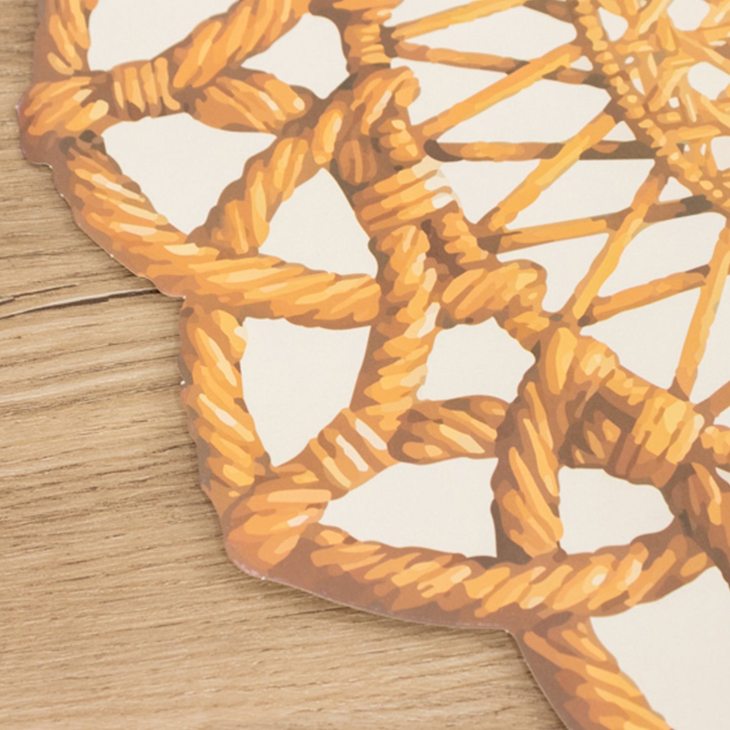 10-Pack Disposable Table Placemats in Brown with Die-Cut Rattan Weave Print - Large Rustic Farmhouse Scalloped Rim Floral Paper Placemats 16"