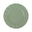 10-Pack Plastic 9" Round Dinner Plates in Dusty Sage Green Ruffled Rim with Gold Edging - Sturdy Disposable Dinnerware