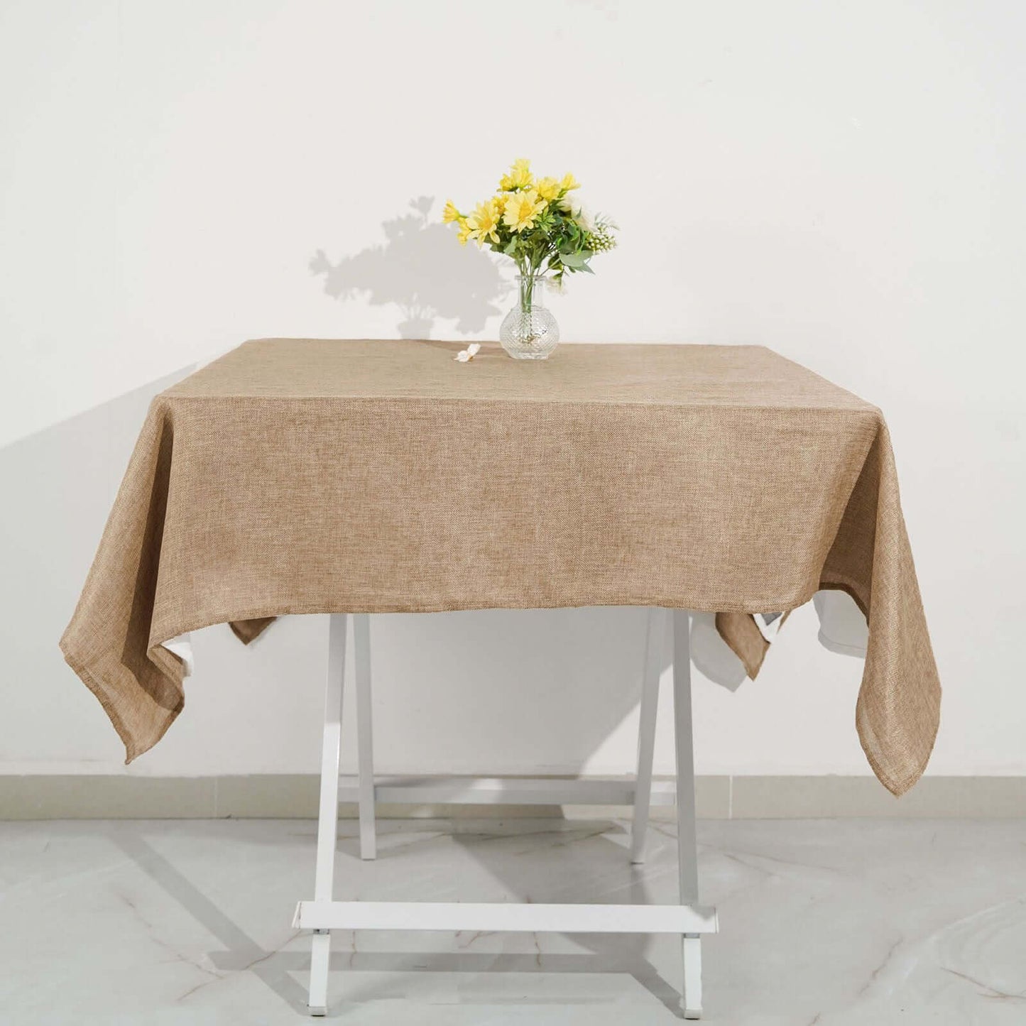Faux Burlap Jute 54"x54" Square Tablecloth Natural - Rustic Event Table Linen