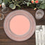 6-Pack Acrylic Round Charger Plates 13" in Rose Gold with Lace Embossed Rim, Rustic Plastic Decorative Charger Tableware