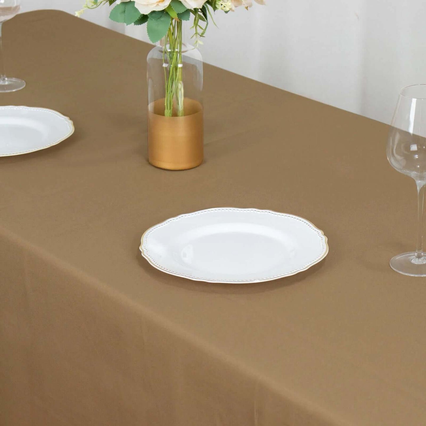 Polyester 72"x120" Rectangle Tablecloth Taupe - Durable and Stylish Table Cover