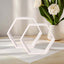 2 Pack 9" Hexagon Whitewashed Wood Centerpiece, Geometric Terrarium, Honeycomb Storage Shelf