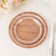 25-Pack Paper 7" Round Dessert Plates in Brown Wood Grain Print with White Floral Lace Rim - Disposable Appetizer Salad Plates for Rustic Farmhouse Style Events