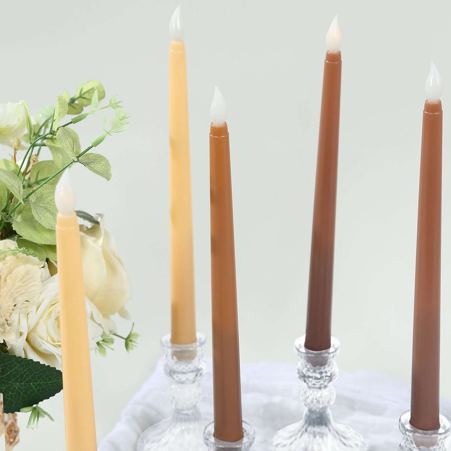 8-Pack LED Flickering Lighting Mixed Natural - Flameless Battery Operated Taper Candles 11"