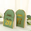 25-Pack 7" Disposable Table Numbers, Sage Green Free Standing Double Sided Table Number Place Cards with Metallic Gold Foil Numbers 1-25