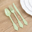 72 Pcs Plastic Silverware Set in Baroque Style Sage Green - Heavy Duty Disposable Knife, Fork, and Spoon Set