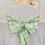 5 Pack Polyester Chair Sashes Sage Green/White Buffalo Plaid - Durable & Reusable Chair Bows 6"x108"