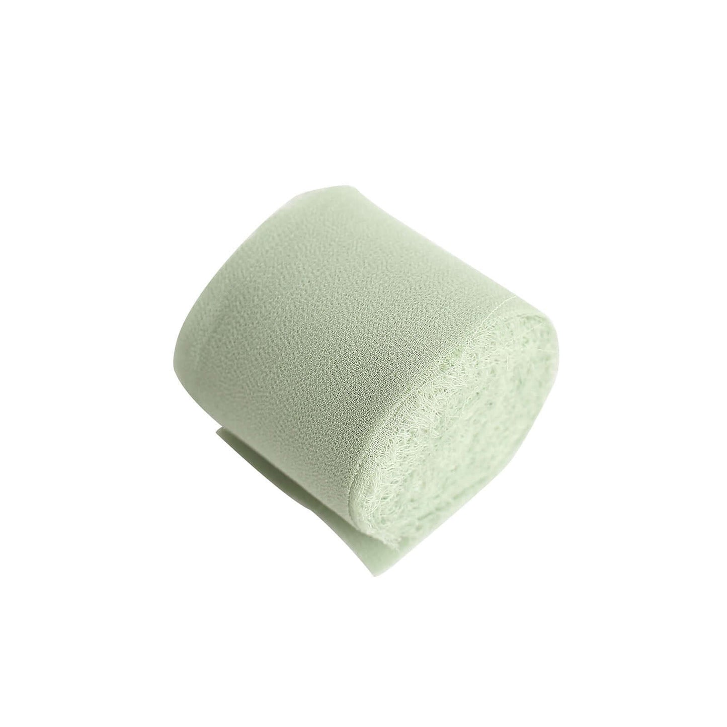 2 Pack 6yds Sage Green Silk-Like Chiffon Ribbon Roll, DIY Wedding Bouquet Linen Wrap