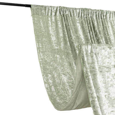 Sage Green Crushed Velvet Backdrop Curtain â€“ 5ft x 12ft Event Drape with Rod Pocket Privacy Panel for Photo Booths &