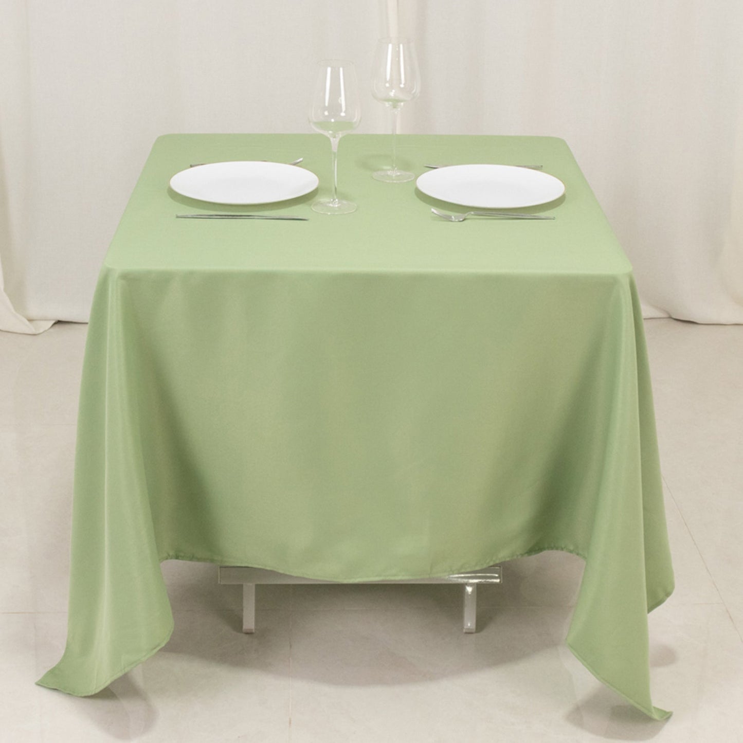 Premium Polyester Square Tablecloth 70"x70" Sage Green 220GSM Wrinkle-Resistant Table Cover