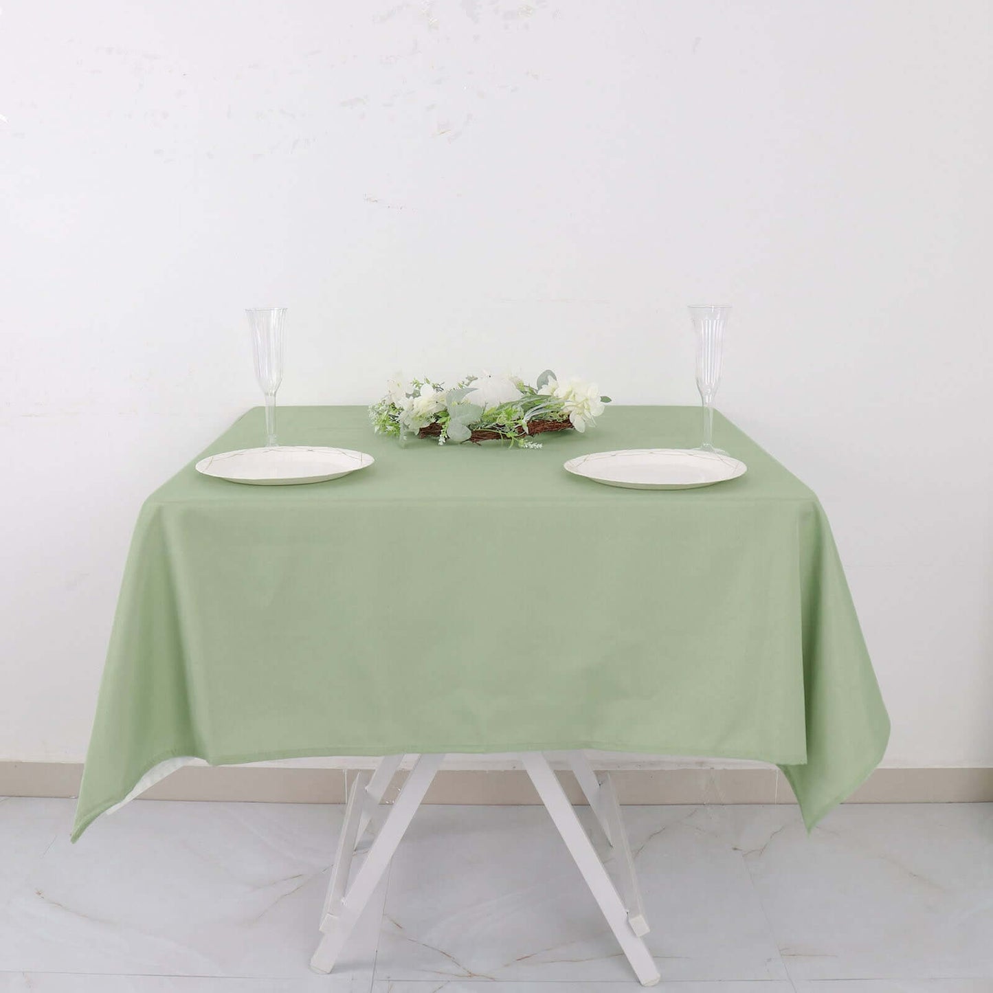 Polyester Square 54"x54" Tablecloth Sage Green - Wrinkle-Resistant & Durable Table Cover