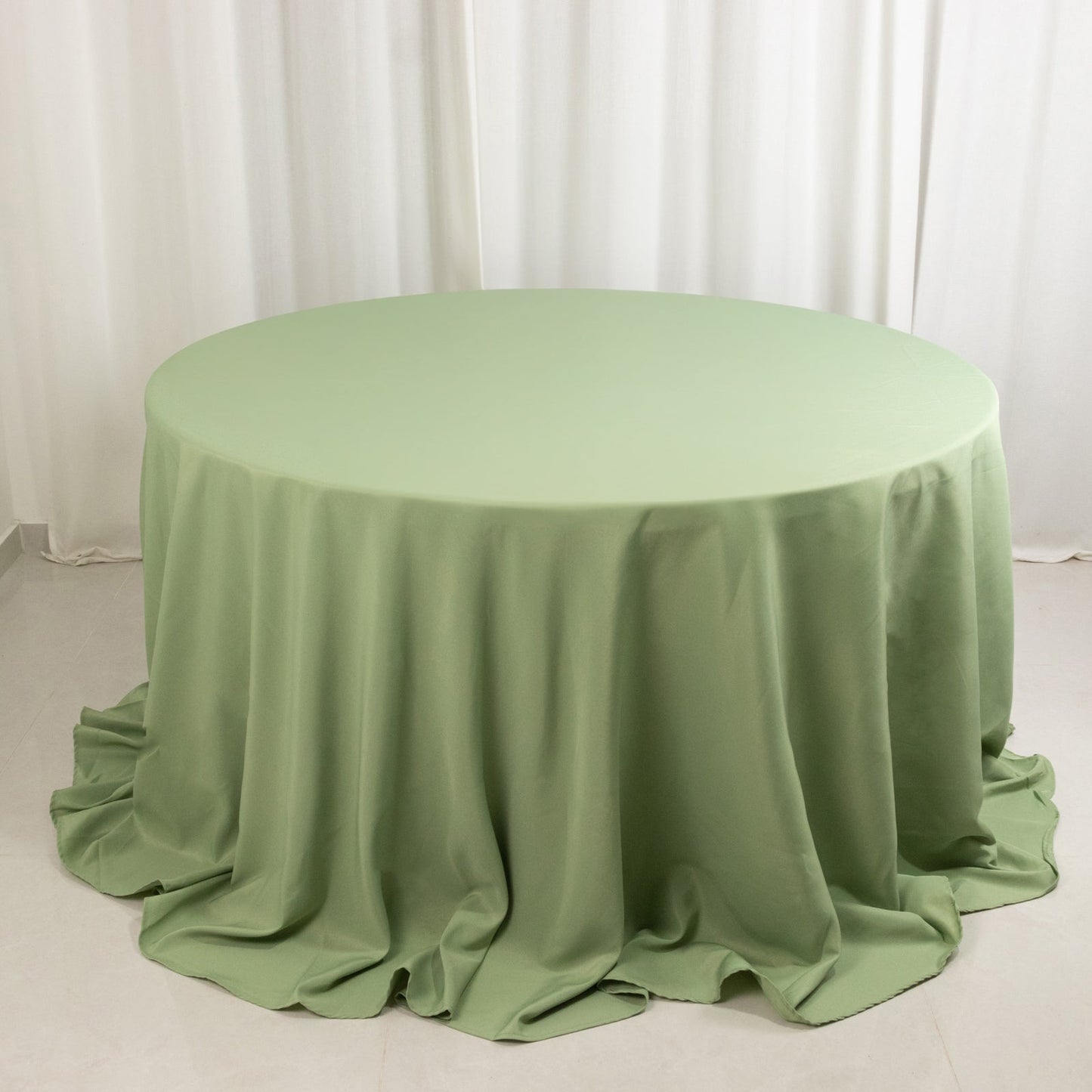 Premium Polyester 132" Round Tablecloth Sage Green - Seamless 220GSM Wrinkle-Resistant Table Cover