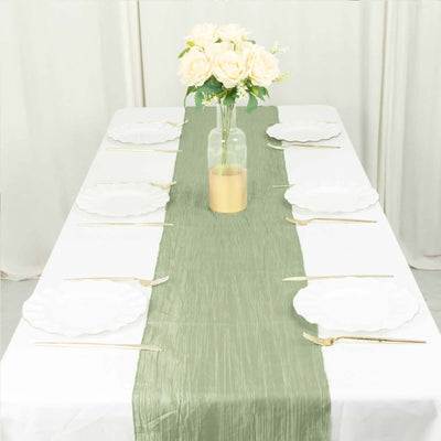 Taffeta 12"x108" Table Runner Sage Green - Accordion Crinkle Design