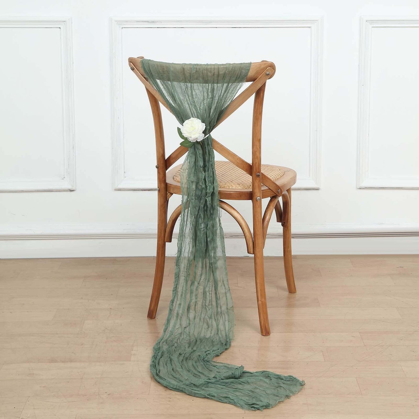5 Pack Cheesecloth Gauze 16"x88" Chair Sashes Dusty Sage Green - Boho Chair Decorations