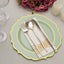 10-Pack Plastic 10" Round Dinner Plates in Sage Green with Gold Scalloped Rim - Disposable Party Plates