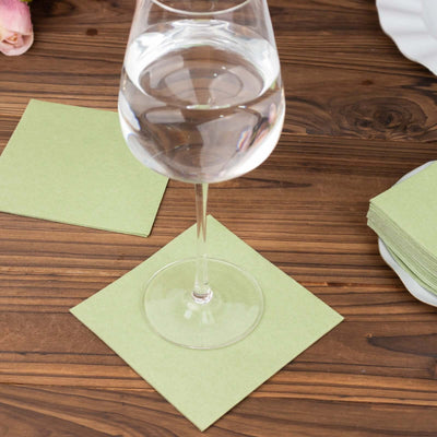 20 Pack Linen-Like Paper 5"x5" Napkins Sage Green - Highly Absorbent Airlaid Napkins