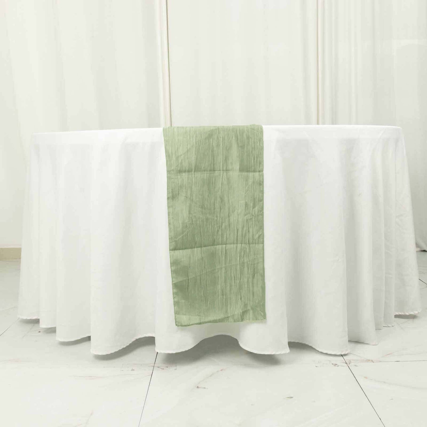 Taffeta 12"x108" Table Runner Sage Green - Accordion Crinkle Design