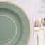 25-Pack Disposable Round Charger Plates in Sage Green Sunray Design with Gold Rim - 350GSM Heavy Duty Paper Chargers 13"