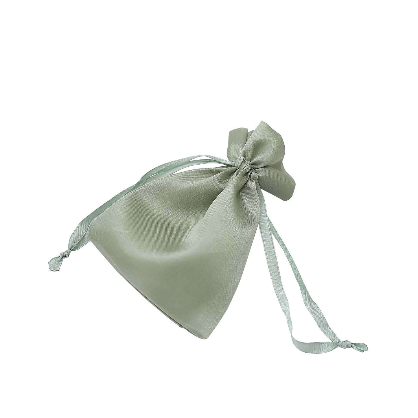 12 Pack 4"x6" Sage Green Satin Drawstring Wedding Party Favor Gift Bags