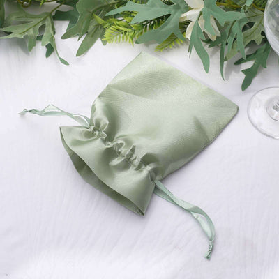 12 Pack 4"x6" Sage Green Satin Drawstring Wedding Party Favor Gift Bags