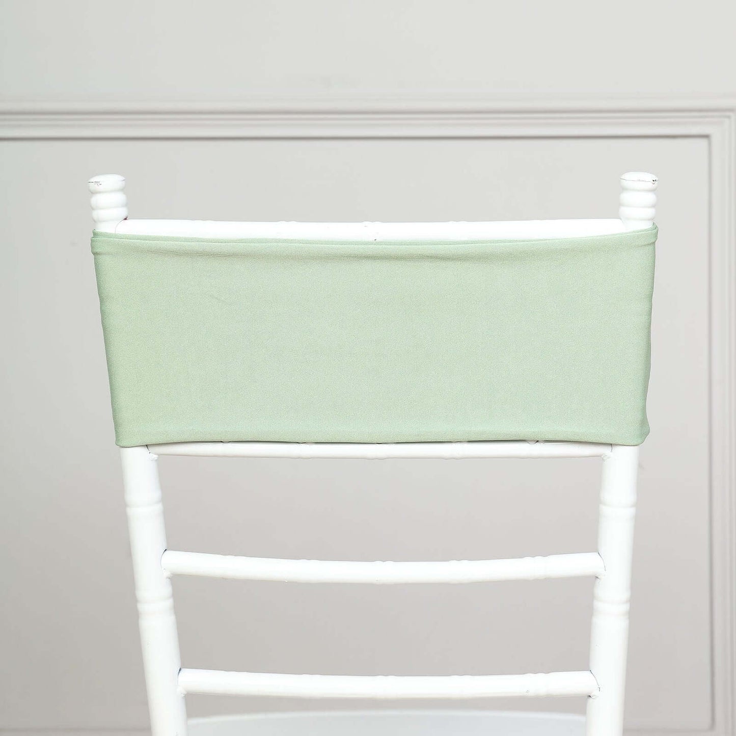 5 Pack Stretch Spandex Chair Sashes Sage Green - Fitted Finish Two Ply Heavy Duty Chair Bands 5"x12"