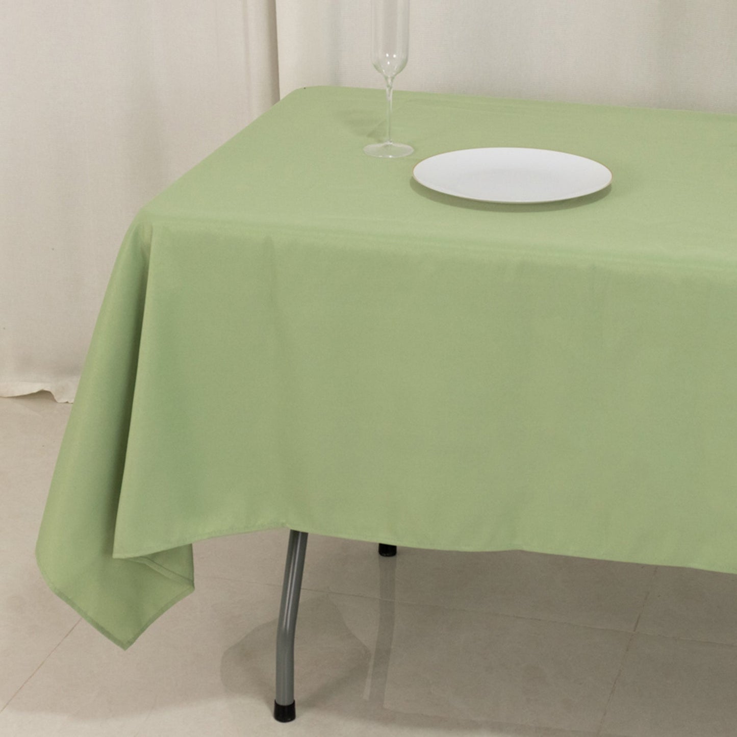 Premium Polyester 60"x102" Rectangle Tablecloth Sage Green - Durable 220GSM Wrinkle-Resistant Table Cover