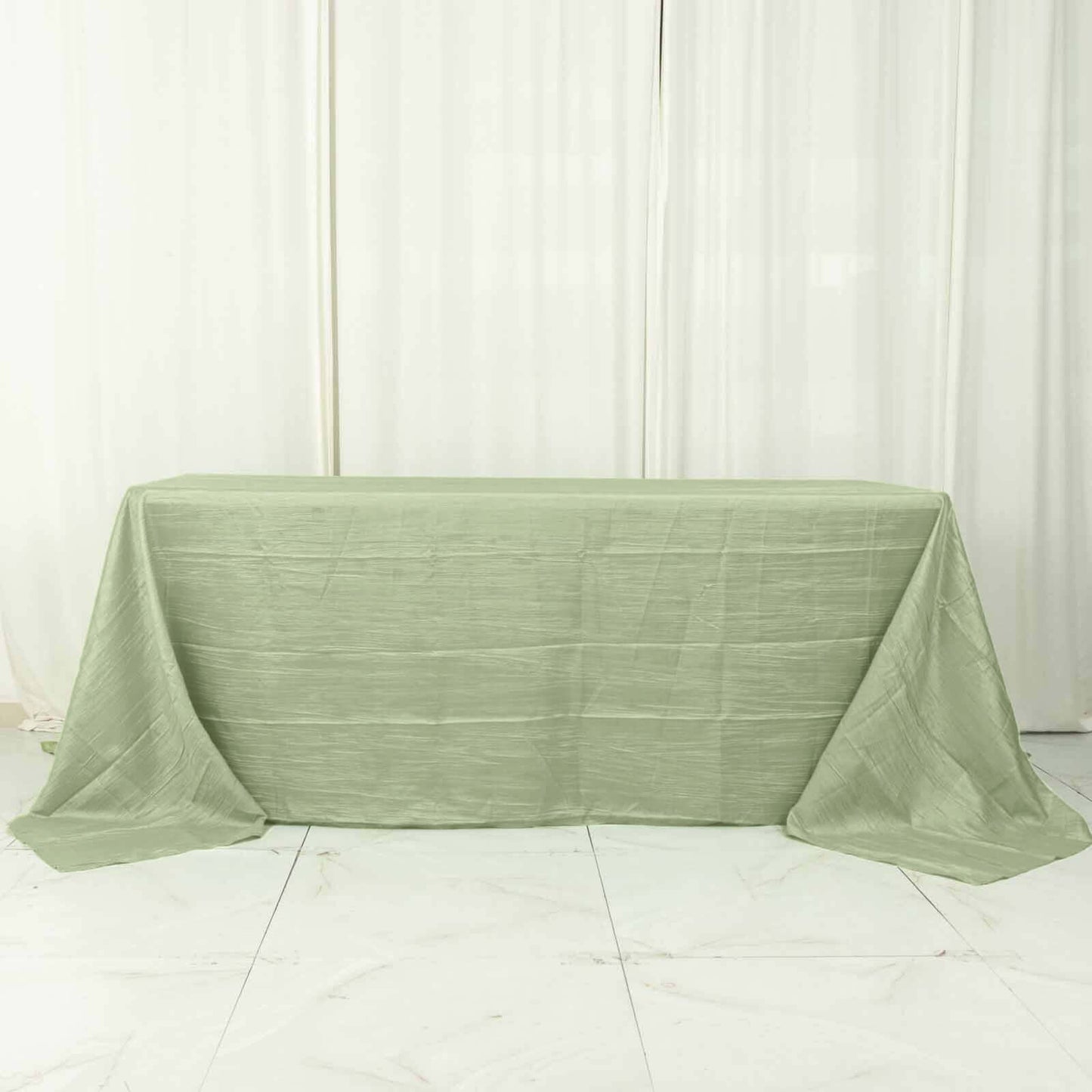 Taffeta 90"x132" Rectangle Tablecloth Sage Green - Seamless Accordion Crinkle Table Cover